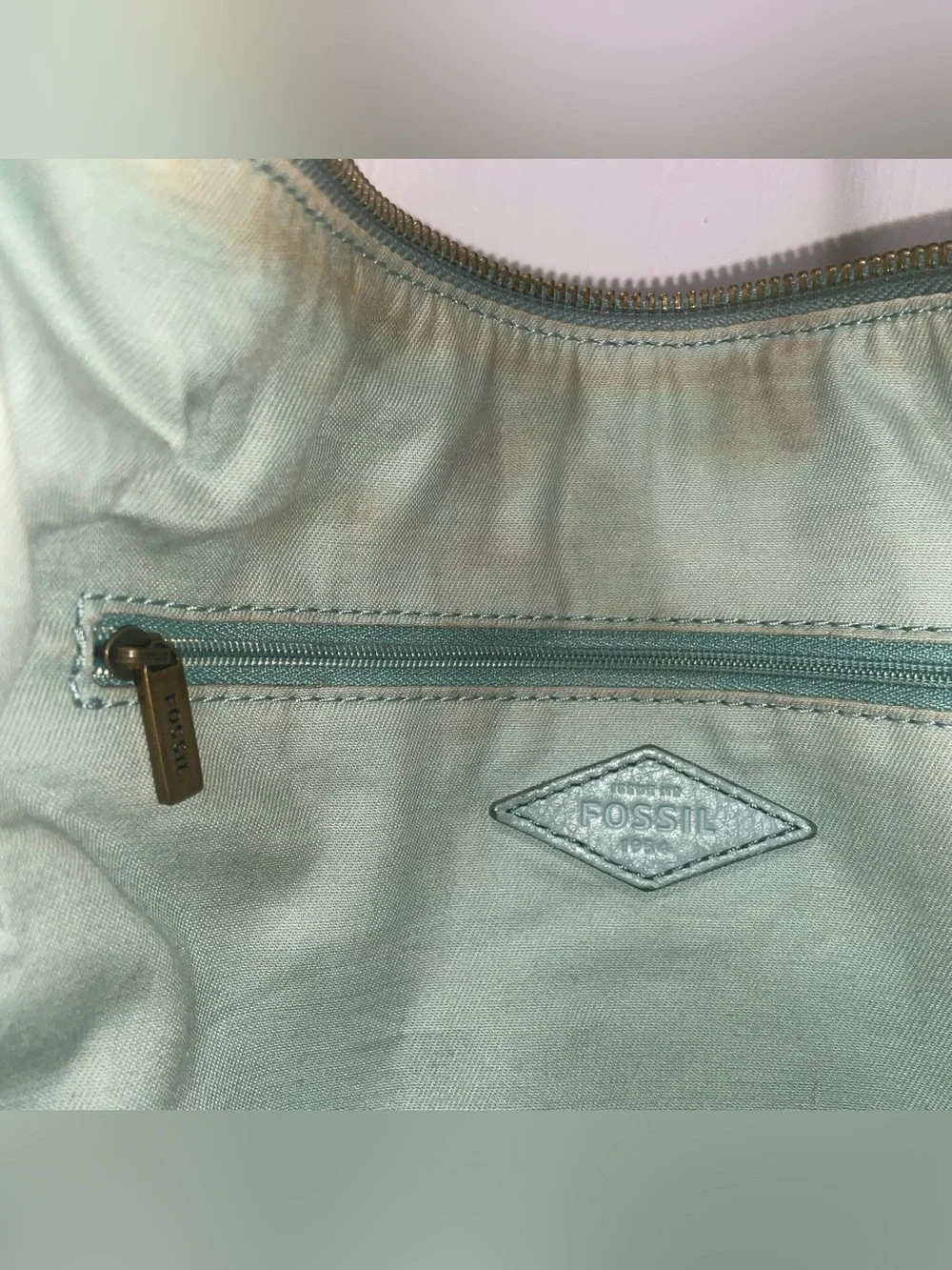 Fossil Leather Sea Green Mint Crossbody Shoulder Bag Boho Tahoe Indie Resortwear